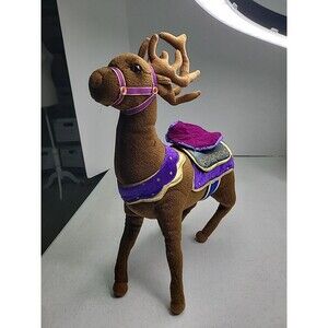 Applause Reindeer Plush  Enchanted Prancer Bells Purple Saddle 2002 16" Standing